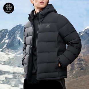 Adidas Logo印花图案贴标纯色休闲运动羽绒长袖羽绒服IK3174