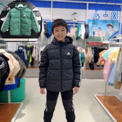 Adidas三叶草儿童冬季新款户外防风保暖休闲运动羽绒服IN6540