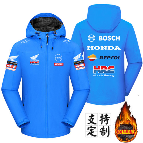 赛车机车工作服衣服订做汽车4S店销售工装加绒厚连帽风衣休闲外套