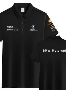 BMW赛车机车服工装POLO衫短袖定制夏季男商务休闲翻领骑行服定做