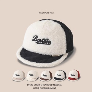 宝宝帽子秋冬款鸭舌帽字母百搭潮男女宝保暖帽儿童棒球帽冬季加厚