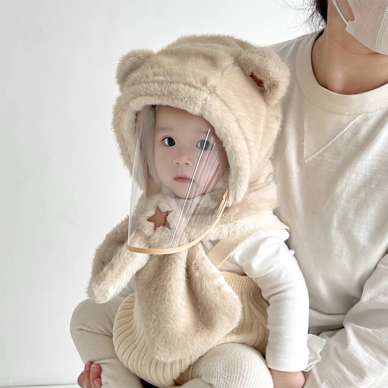 儿童帽防风帽防风面罩一体帽冬季