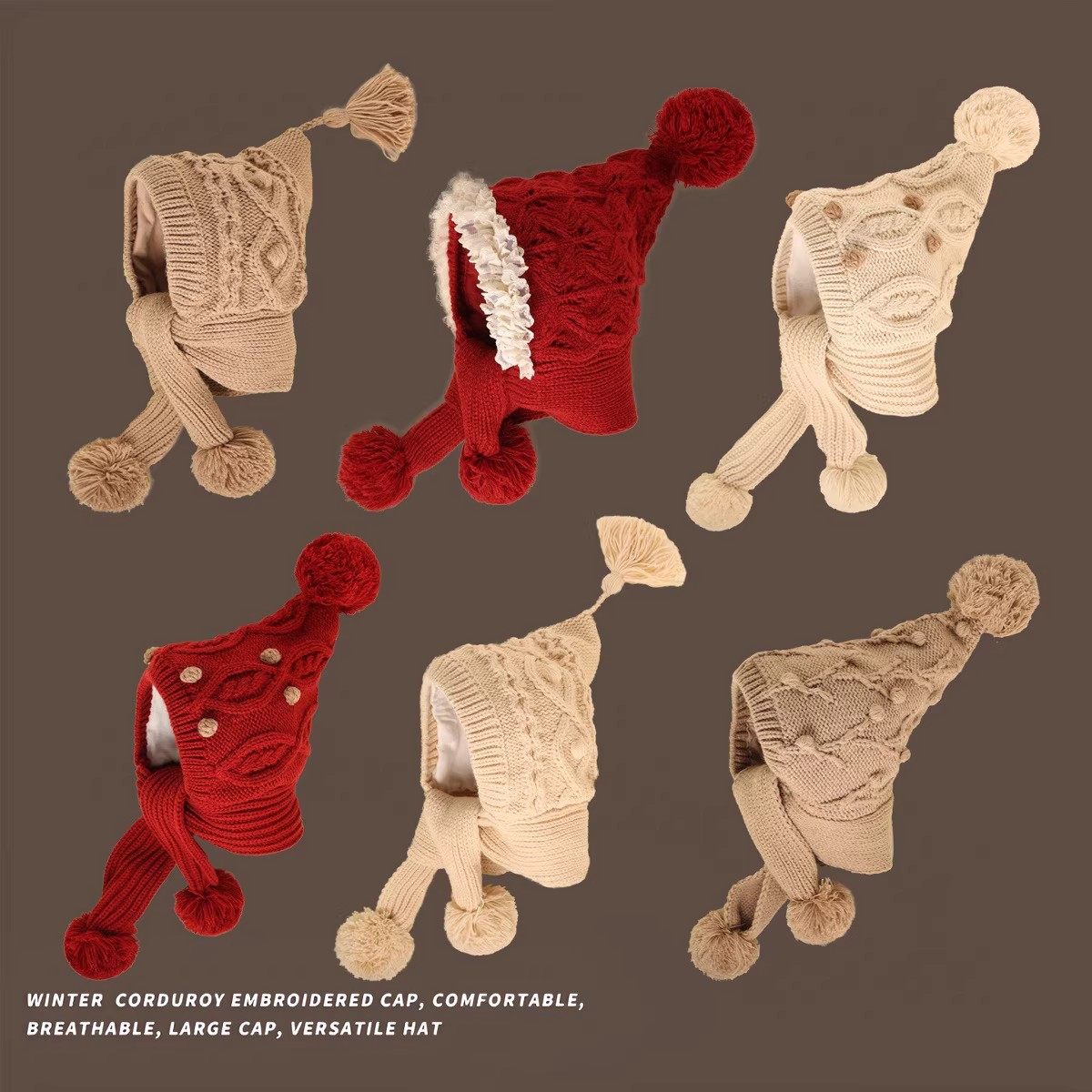 韩版儿童帽子围巾一体加厚保暖针织帽冬季可爱卡通护耳百搭套头帽,服饰配件/皮带/帽子/围巾,帽子,淘宝优惠券,粉丝福利购,淘宝优惠卷