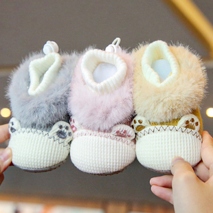 婴儿冬季步前加绒鞋0-1岁男女宝宝保暖可爱套脚步前棉鞋3 -12个月