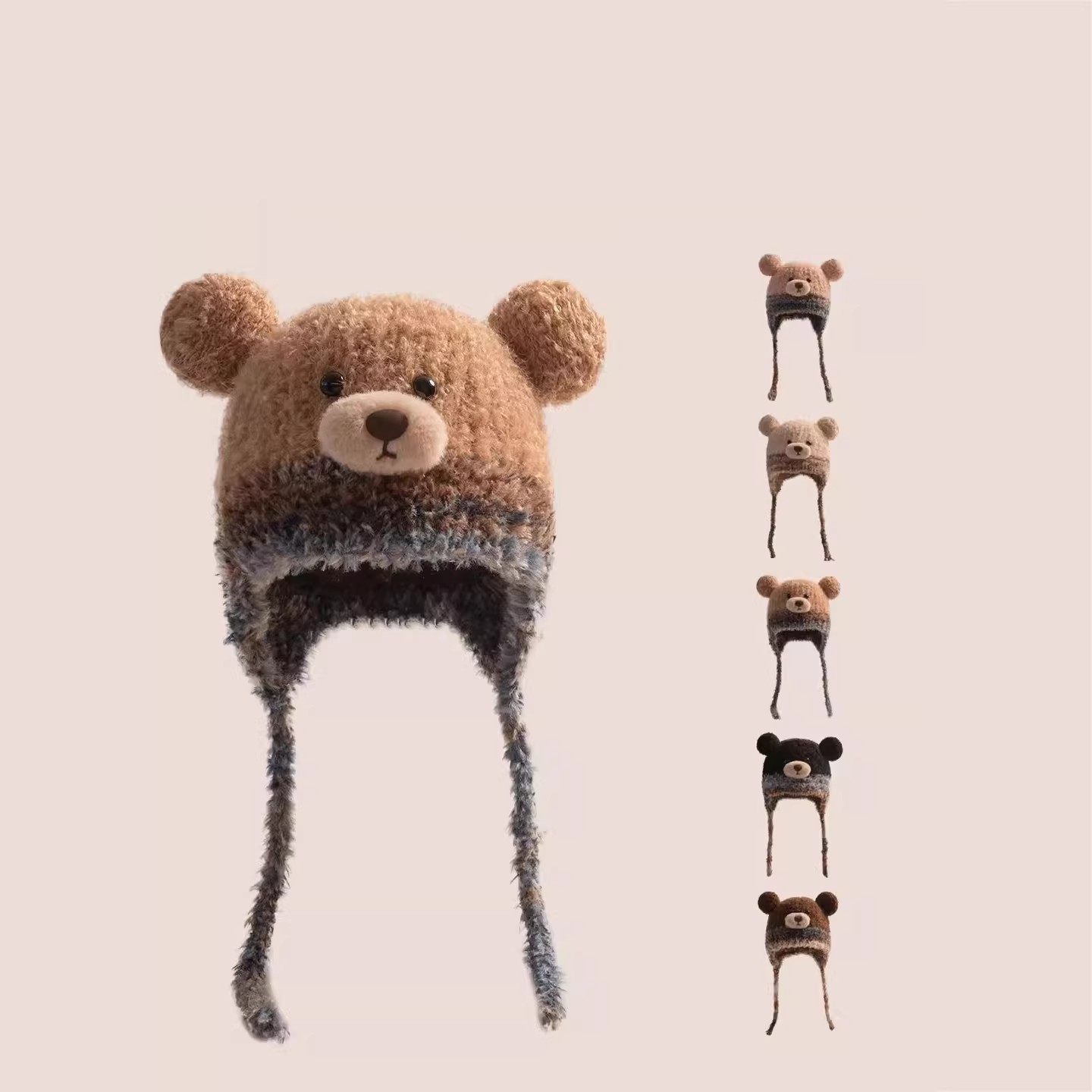 儿童护耳帽秋冬季超萌可爱小熊拼色系带保暖帽子潮童宝宝毛绒帽冬,服饰配件/皮带/帽子/围巾,帽子,淘宝优惠券,粉丝福利购,淘宝优惠卷