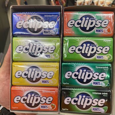 代购Eclipse易极薄荷糖草莓水蜜桃柠檬味铁盒多款口味34g拍4包邮