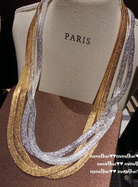 黄铜意大利镭射波光鱼骨项链