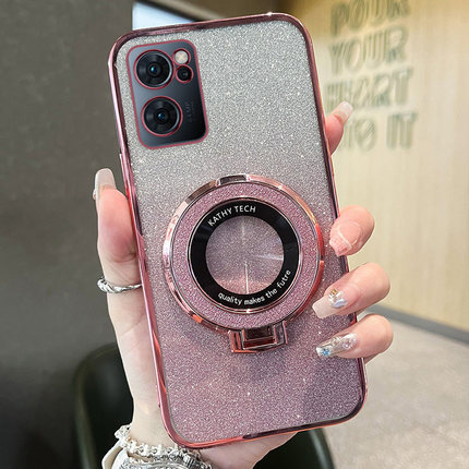 适用于opporeno7手机壳reno7pro保护硅胶套5g轻奢风个性闪粉oppo带支架5g防摔透明opop软壳reno7男女创意7se