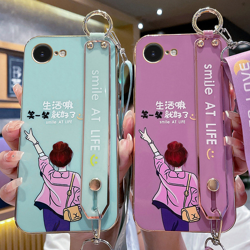 适用于苹果17e手机壳iPhone17e硅胶保护套时尚背影腕带创