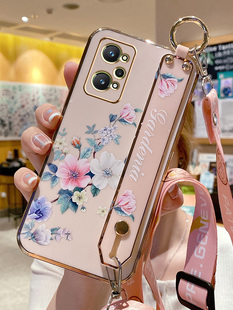 真我GT2手机壳realmeGT2pro保护硅胶套gt2大师探索版 腕带5G花卉小清新RMX3300全包防摔3310软壳opg夏日女斜跨