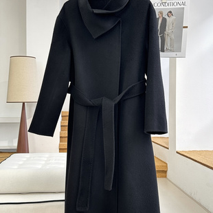 静奢感花苞领羊毛双面呢长款 大衣08930