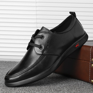 48码 头层牛皮圆头男式 新款 日常平底系带鞋 特大码 休闲皮鞋 男鞋