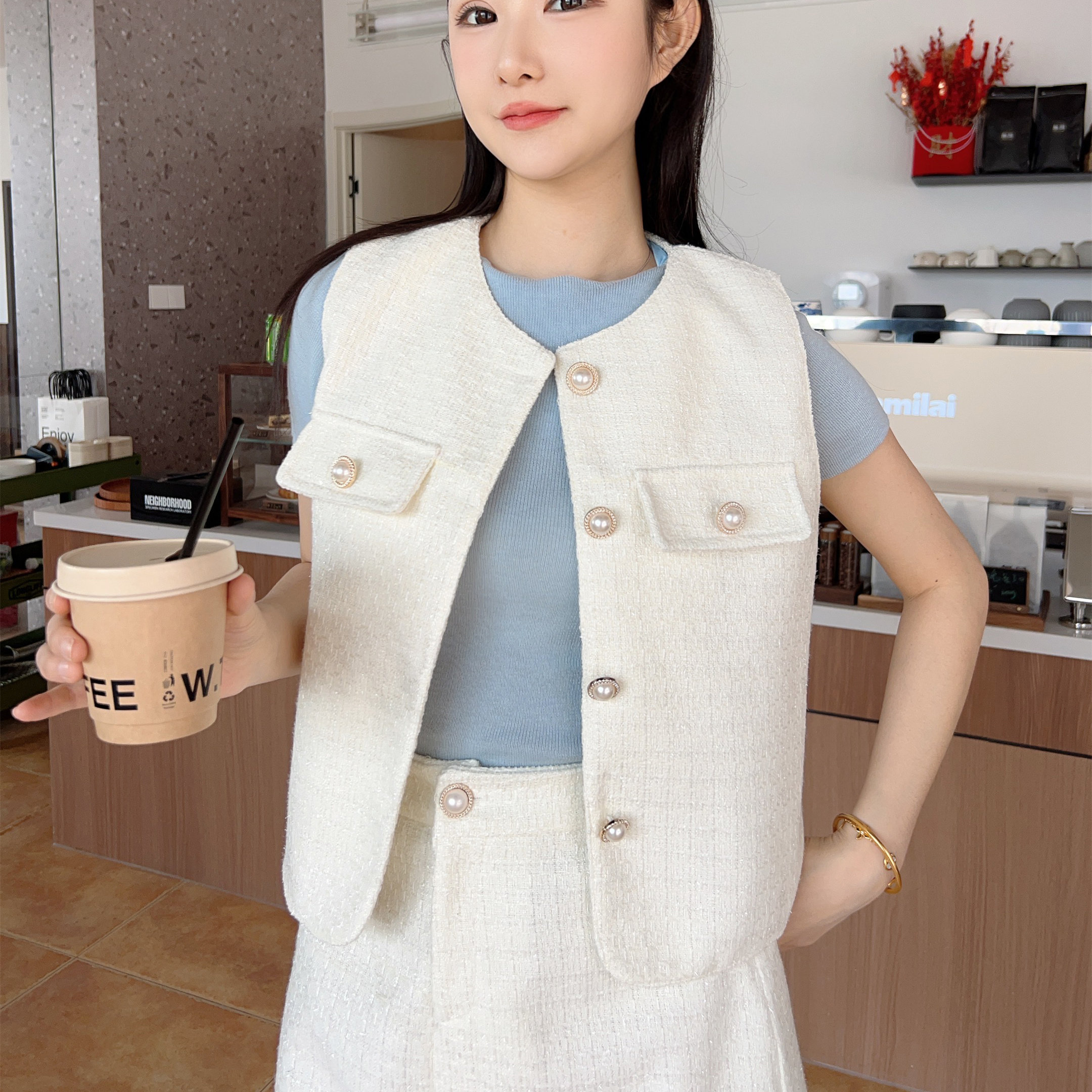 小香风马甲外套女2025春秋季新款外穿时尚百搭粗花呢马夹坎肩背心