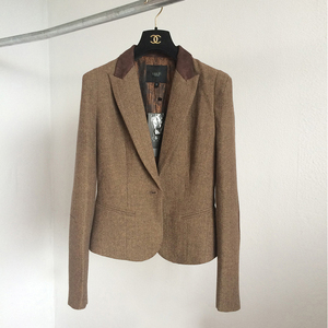 复古修身小西装女 春秋新款西服外套 英伦风短款毛呢女装春秋新款