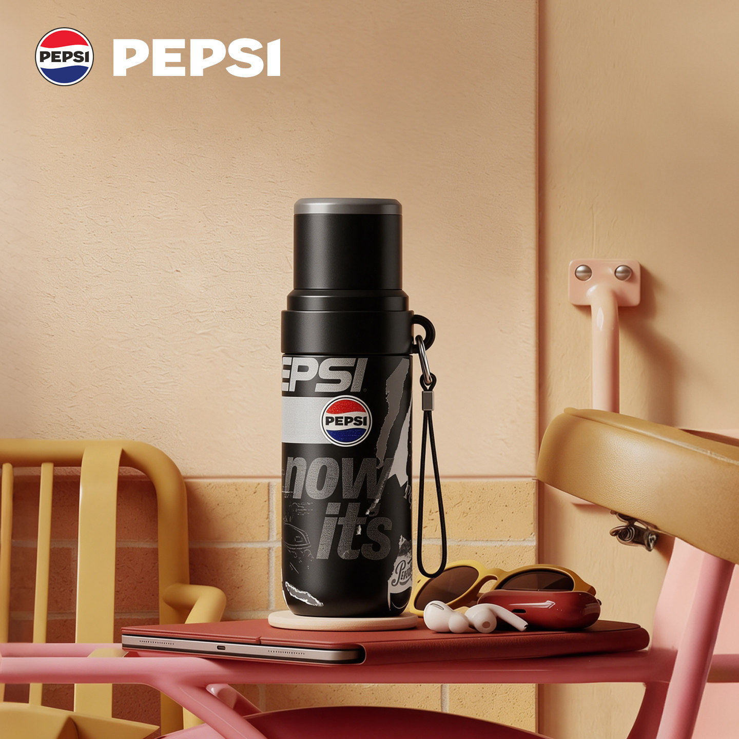 2026新款pepsi百事可乐吸管水杯学生保温杯儿童便携杯子大容量男