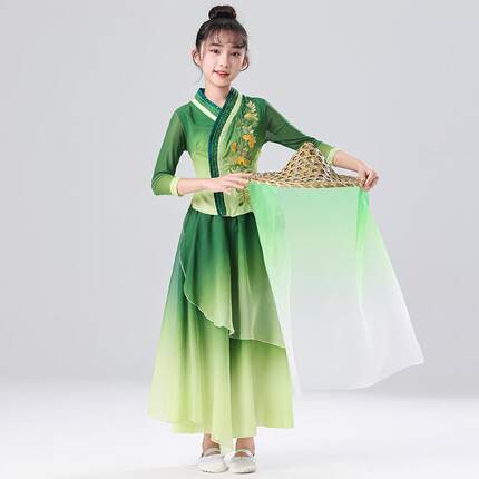 儿童胶州秧歌服演出服女童新款泥土可以芬芳剧目艺考斗笠舞蹈服装