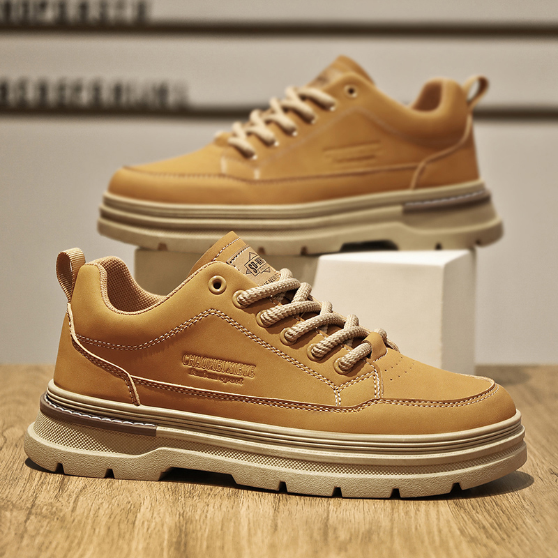 男士低帮皮面工装鞋休闲运动厚底