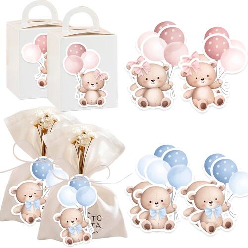 50pcs Balloon Bear Stickers Paper Hanging Labels for Baby Sh