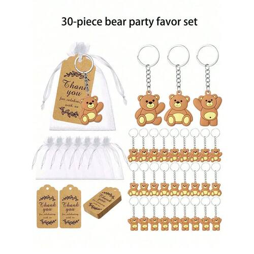30pcs Cute bear keychain, perfect for party gifts. This bear