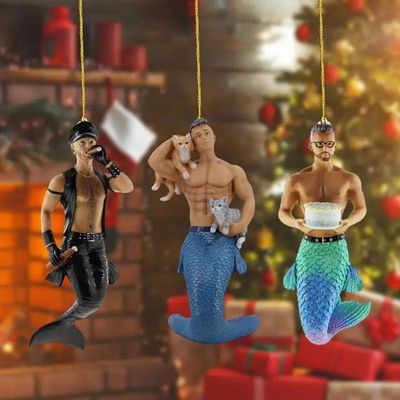3D Cartoon Mermaid Car Pendant Funny Male Keychain Strong Ma