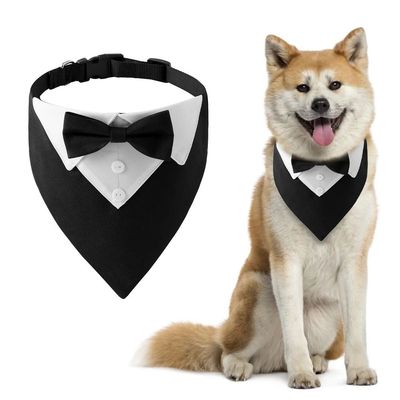 Sucado Bow Tie Dog Collar Tuxedo Bandana Formal Puppy Triang