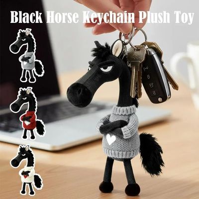 Sweaters Dark Horse Plush Toy Aloof Black Horse Figurine Mas