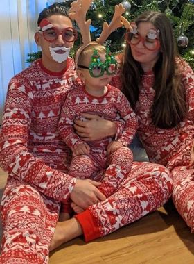 Winter 2025 Allover Print Christmas Pajamas Set Adult Kids M