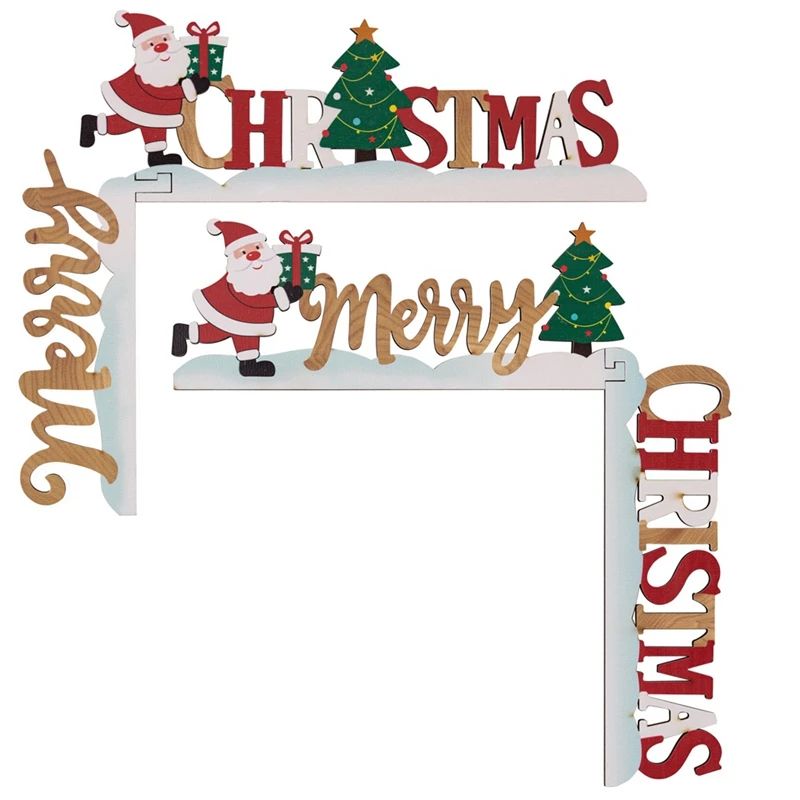 1PC DIY Wooden Door Frame Ornament Christmas Door Corner Fra