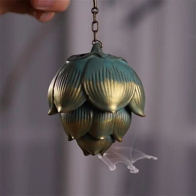 1 Pcs Creative Lotus Shape Hanging Ball Backflow Incense Cer