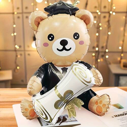 1pc Cute Holding Graduation Bear Aluminum Film Balloon, Grad