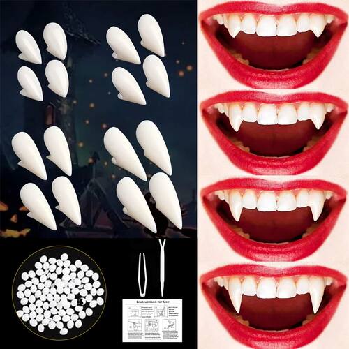 4 Pairs Vampire Teeth for Cosplay Fangs Dentures Props Hallo