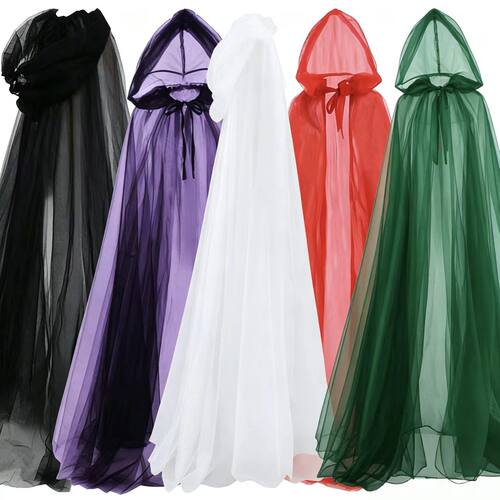 Halloween Grim Reaper Witch Tulle Long Cape Ball Performance