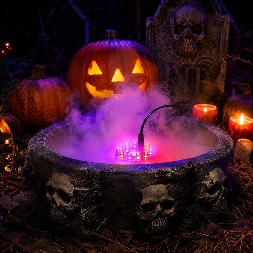 Halloween Smoke Fog Machine,Mini LED Pumpkin Light,Fogger Wa