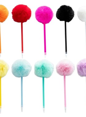 5Pcs Furry Pom Ballpoint Pen for Child Boy Girl Student Game