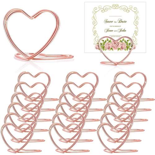 50/30pcs Metal Memo Holders Heart Triangle Table Place Card