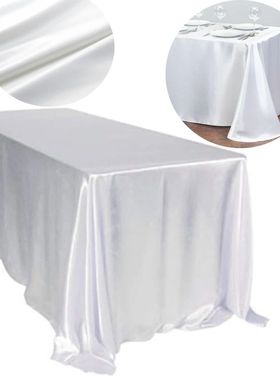 Rectangle Satin Tablecloth Wedding Table Cloth White for Chr