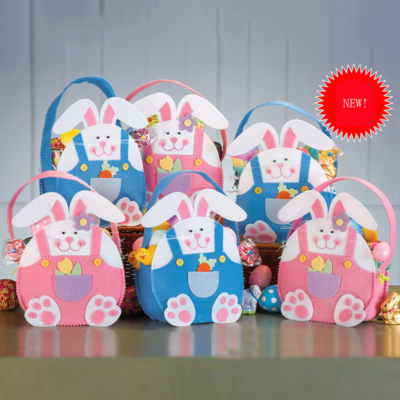 blue pink cute bunny easter gift bags basket easte party acc