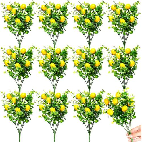 1/3Pcs Lemon Branches with Fruit Artificial Green Plants Fre