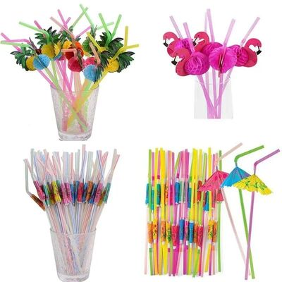 25PCS Flamingo Drinking Straws Tropical Umbrellas Pineapple