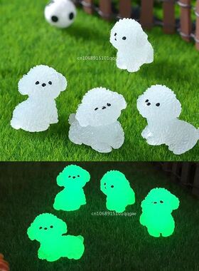 Mini Luminous Poodle Dog Figurines Miniature Craft Fairy Gar
