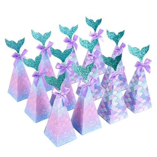 10Pcs Little Mermaid Candy Box Mermaid Tail Gifts Packaging