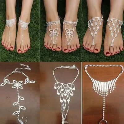 ndy Summer Daisy Flower Chain Anklet Connecting Foot Finger