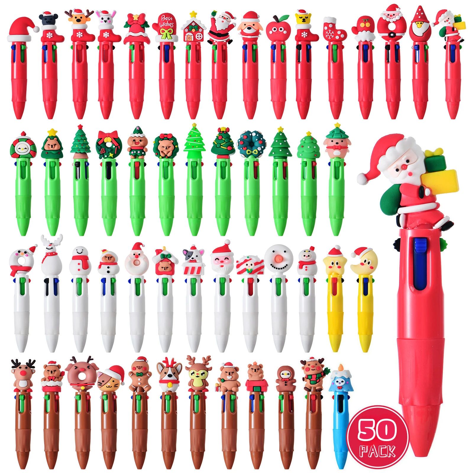 50Pcs/Lot Cute Cartoon Christmas Series Pens Kawaii Xmas Fou