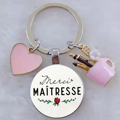 merci maitresse french letter word teacher's day gift keycha