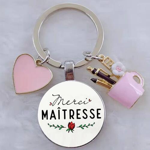 merci maitresse french letter word teacher's day gift keycha