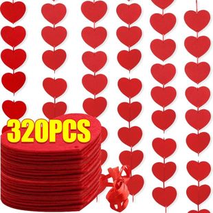 Red Hearts Garland Love Hanging String DIY Wedding Valentine