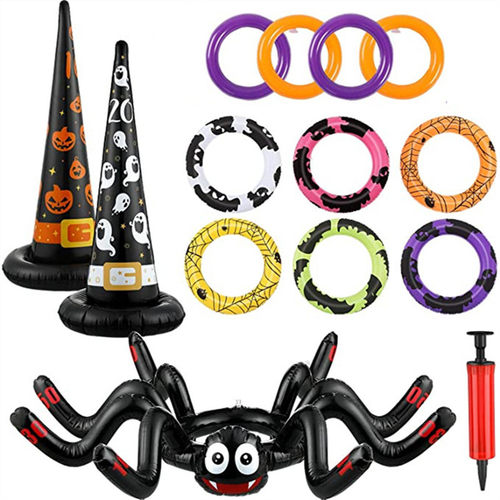 Halloween Toy Pvc Inflatable Witch Hat Ring Blowing Throwing