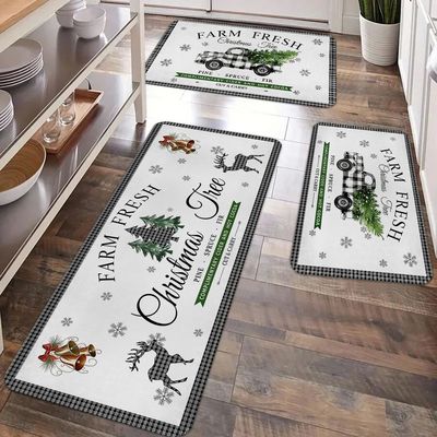 1pc Merry Christmas Kitchen Decoration Carpet Floor Mat Chri