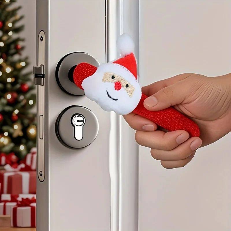 1/4pcs Christmas door handle decorations, Santa Claus door h