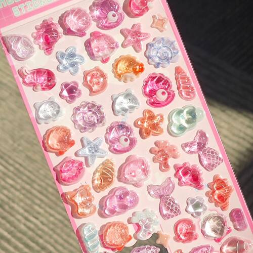 1sheet Kawaii 3D Embossed Ocean Seashell Starfish Crystal Dr